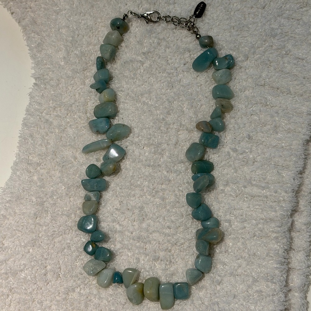 necklace made of polished aquamarine chip